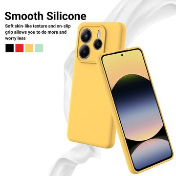Xiaomi Redmi Note 14 5G Flydende silikone cover med håndrem - gul