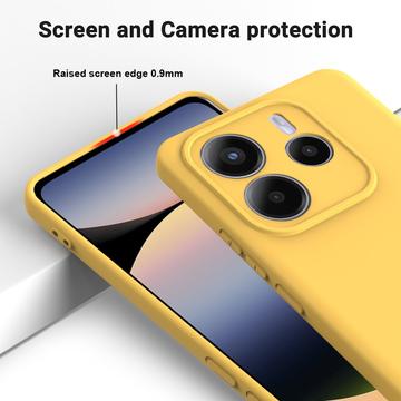 Xiaomi Redmi Note 14 5G Flydende silikone cover med håndrem - gul