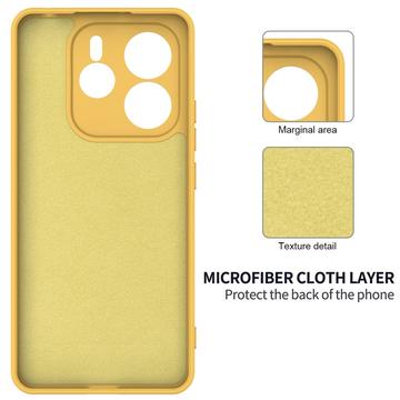 Xiaomi Redmi Note 14 5G Flydende silikone cover med håndrem - gul