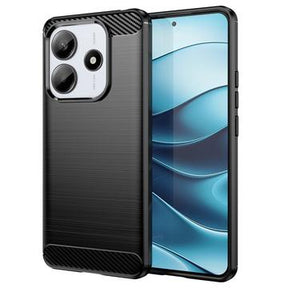 Xiaomi Redmi Note 14 Børstet TPU Cover - Karbonfiber - Sort