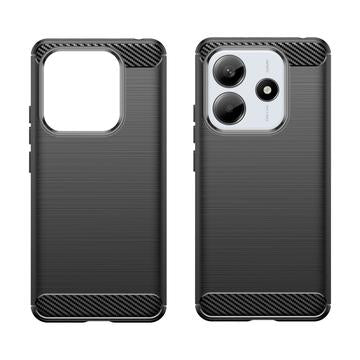 Xiaomi Redmi Note 14 Børstet TPU Cover - Karbonfiber - Sort