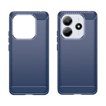 Xiaomi Redmi Note 14 Børstet TPU Cover - Karbonfiber - Blå