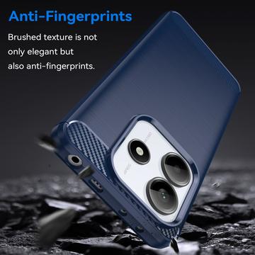 Xiaomi Redmi Note 14 Børstet TPU Cover - Karbonfiber - Blå