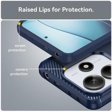 Xiaomi Redmi Note 14 Børstet TPU Cover - Karbonfiber - Blå
