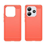 Xiaomi Redmi Note 14 Børstet TPU Cover - Karbonfiber - Rød