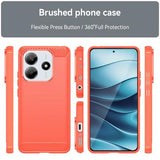 Xiaomi Redmi Note 14 Børstet TPU Cover - Karbonfiber - Rød