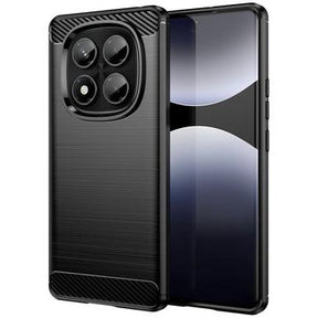 Xiaomi Redmi Note 14 Pro 4G Børstet TPU Cover - Karbonfiber - Sort