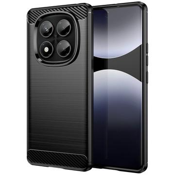 Xiaomi Redmi Note 14 Pro 4G Børstet TPU Cover - Karbonfiber - Sort