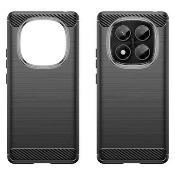 Xiaomi Redmi Note 14 Pro 4G Børstet TPU Cover - Karbonfiber - Sort