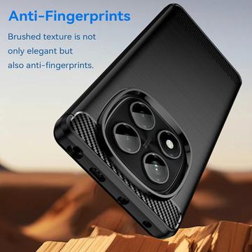 Xiaomi Redmi Note 14 Pro 4G Børstet TPU Cover - Karbonfiber - Sort