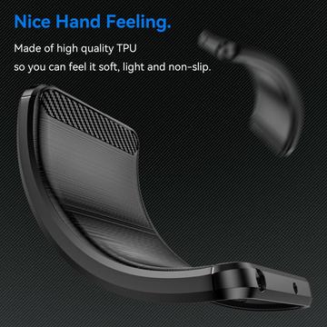 Xiaomi Redmi Note 14 Pro 4G Børstet TPU Cover - Karbonfiber - Sort