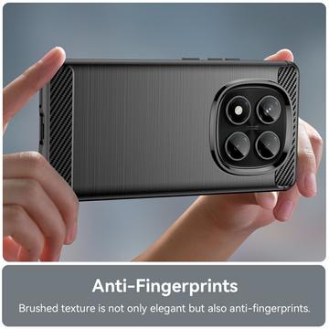 Xiaomi Redmi Note 14 Pro 4G Børstet TPU Cover - Karbonfiber - Sort