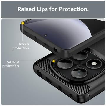 Xiaomi Redmi Note 14 Pro 4G Børstet TPU Cover - Karbonfiber - Sort