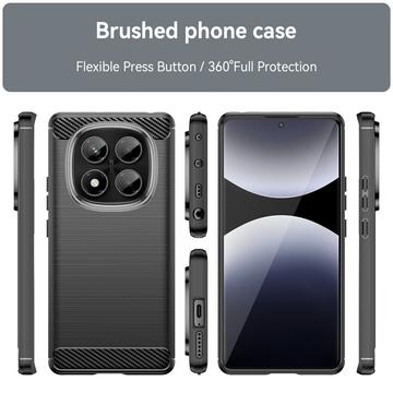 Xiaomi Redmi Note 14 Pro 4G Børstet TPU Cover - Karbonfiber - Sort