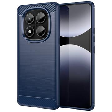 Xiaomi Redmi Note 14 Pro 4G Børstet TPU Cover - Karbonfiber - Blå