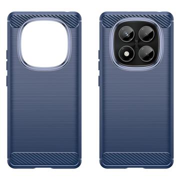 Xiaomi Redmi Note 14 Pro 4G Børstet TPU Cover - Karbonfiber - Blå