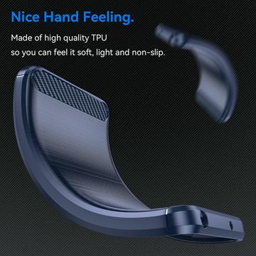 Xiaomi Redmi Note 14 Pro 4G Børstet TPU Cover - Karbonfiber - Blå