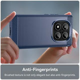 Xiaomi Redmi Note 14 Pro 4G Børstet TPU Cover - Karbonfiber - Blå