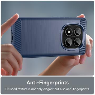 Xiaomi Redmi Note 14 Pro 4G Børstet TPU Cover - Karbonfiber - Blå