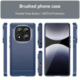 Xiaomi Redmi Note 14 Pro 4G Børstet TPU Cover - Karbonfiber - Blå