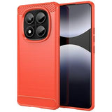 Xiaomi Redmi Note 14 Pro 4G Børstet TPU Cover - Karbonfiber - Rød