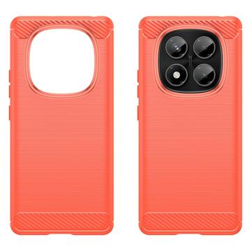 Xiaomi Redmi Note 14 Pro 4G Børstet TPU Cover - Karbonfiber - Rød