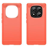 Xiaomi Redmi Note 14 Pro 4G Børstet TPU Cover - Karbonfiber - Rød