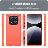 Xiaomi Redmi Note 14 Pro 4G Børstet TPU Cover - Karbonfiber - Rød