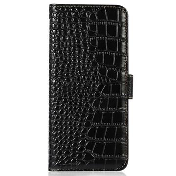 Xiaomi Redmi Note 14 Pro 5G/Poco X7 Crocodile Series Læderpung med RFID - Sort