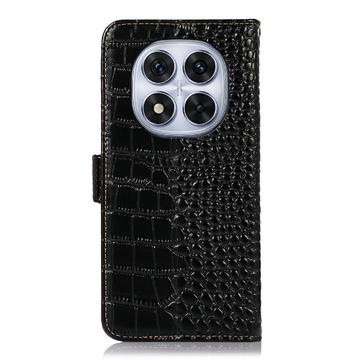 Xiaomi Redmi Note 14 Pro 5G/Poco X7 Crocodile Series Læderpung med RFID - Sort