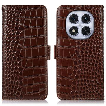 Xiaomi Redmi Note 14 Pro 5G/Poco X7 Crocodile Series Læderpung med RFID - Brun