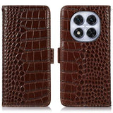 Xiaomi Redmi Note 14 Pro 5G/Poco X7 Crocodile Series Læderpung med RFID - Brun