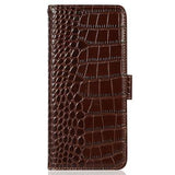 Xiaomi Redmi Note 14 Pro 5G/Poco X7 Crocodile Series Læderpung med RFID - Brun