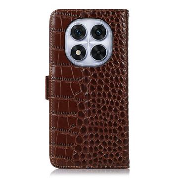 Xiaomi Redmi Note 14 Pro 5G/Poco X7 Crocodile Series Læderpung med RFID - Brun