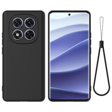Xiaomi Redmi Note 14 Pro 5G, Poco X7 Flydende silikone cover med håndrem - sort