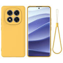 Xiaomi Redmi Note 14 Pro 5G/Poco X7 Flydende silikone cover med håndrem - gul
