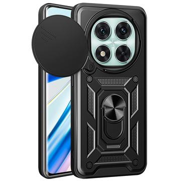 Xiaomi Redmi Note 14 Pro 5G/Poco X7 Roterende Ring Hybrid Cover med Kameraskjold - Sort
