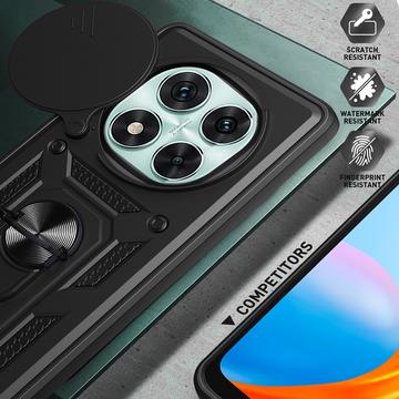 Xiaomi Redmi Note 14 Pro 5G/Poco X7 Roterende Ring Hybrid Cover med Kameraskjold - Sort