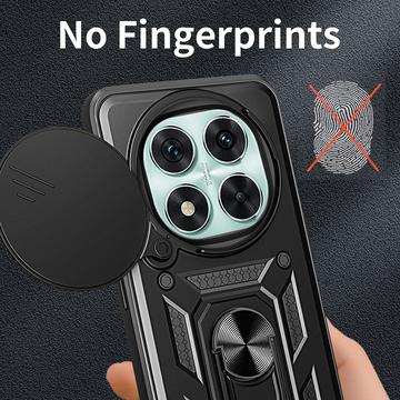 Xiaomi Redmi Note 14 Pro 5G/Poco X7 Roterende Ring Hybrid Cover med Kameraskjold - Sort
