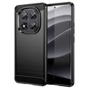 Xiaomi Redmi Note 14 Pro 5G/Poco X7 Børstet TPU Cover - Karbonfiber - Sort