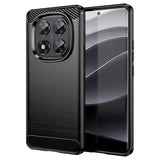 Xiaomi Redmi Note 14 Pro 5G/Poco X7 Børstet TPU Cover - Karbonfiber - Sort