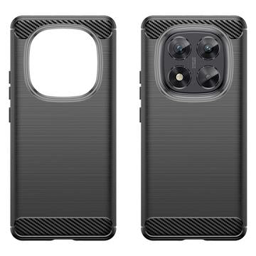 Xiaomi Redmi Note 14 Pro 5G/Poco X7 Børstet TPU Cover - Karbonfiber - Sort