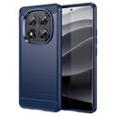 Xiaomi Redmi Note 14 Pro 5G/Poco X7 Børstet TPU Cover - Karbonfiber - Blå