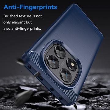 Xiaomi Redmi Note 14 Pro 5G/Poco X7 Børstet TPU Cover - Karbonfiber - Blå