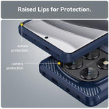 Xiaomi Redmi Note 14 Pro 5G/Poco X7 Børstet TPU Cover - Karbonfiber - Blå