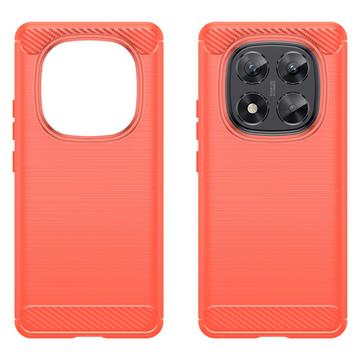 Xiaomi Redmi Note 14 Pro 5G/Poco X7 Børstet TPU Cover - Karbonfiber - Rød