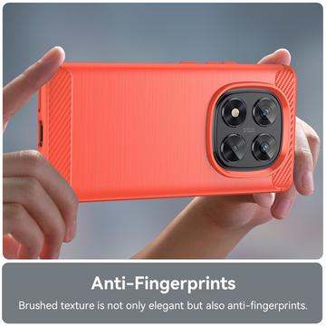 Xiaomi Redmi Note 14 Pro 5G/Poco X7 Børstet TPU Cover - Karbonfiber - Rød
