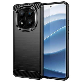 Xiaomi Redmi Note 14 Pro+ 5G Børstet TPU Cover - Karbonfiber - Sort