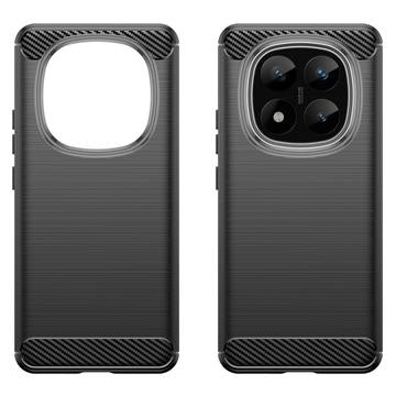 Xiaomi Redmi Note 14 Pro+ 5G Børstet TPU Cover - Karbonfiber - Sort
