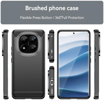 Xiaomi Redmi Note 14 Pro+ 5G Børstet TPU Cover - Karbonfiber - Sort